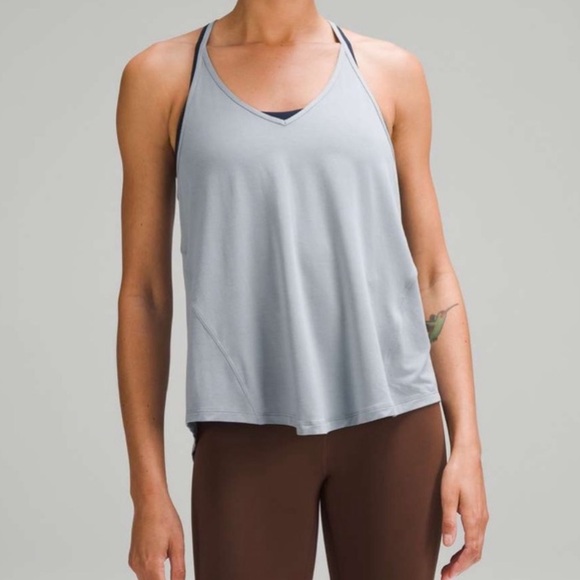Blue Lululemon Modal Silk Yoga Tank Top - Picture 1 of 5